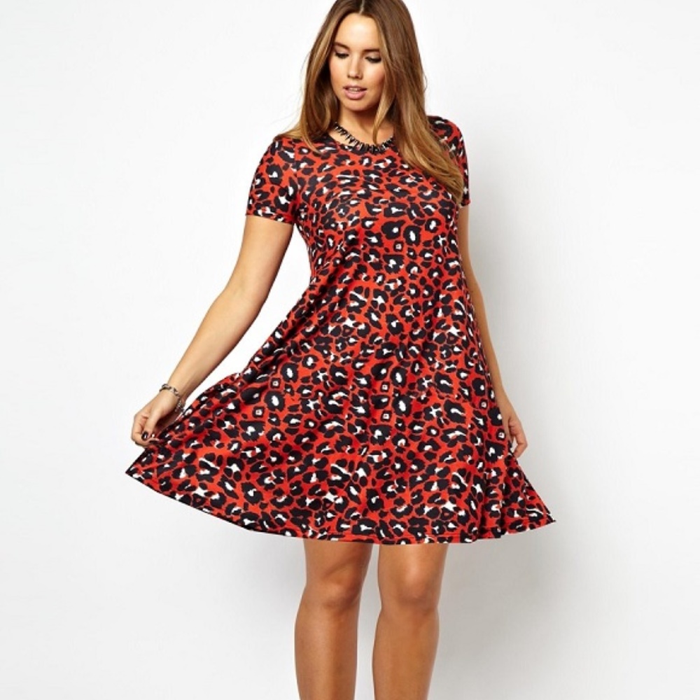 Asos Leopard Animal Print Short Sleeve Dress NEW - Picture 2 of 8
